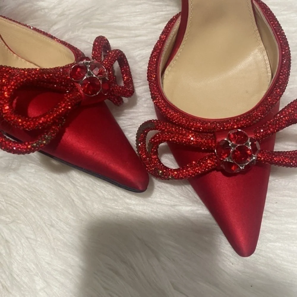 Mach & Mach Crystal Double Bow pointed toe pump size‎ 37.5EU